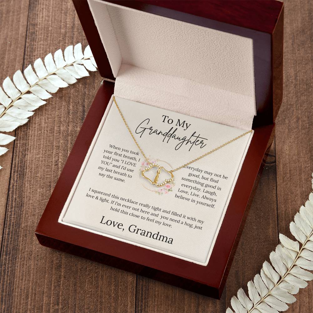 To My Granddaughter - Laugh, Love, Live - Everlasting Love Necklace From Grandma