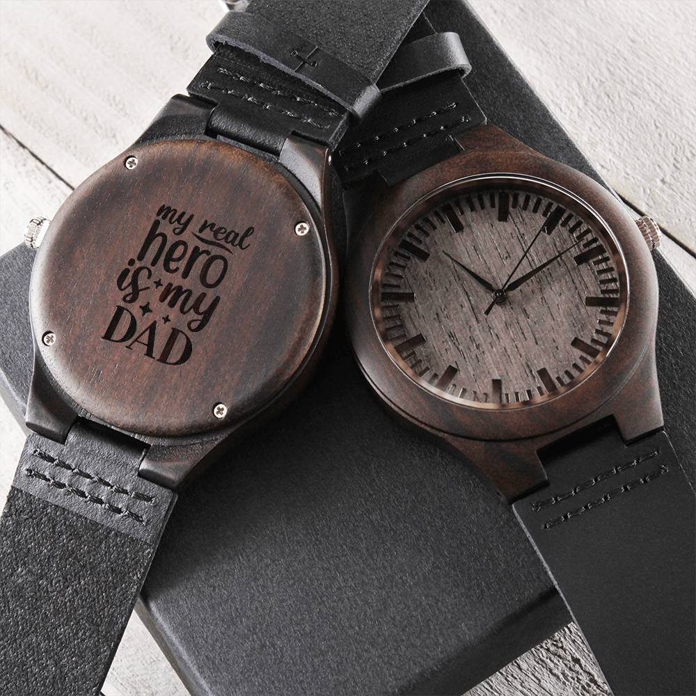 My Real Hero - Dad Engraved Wooden Watch