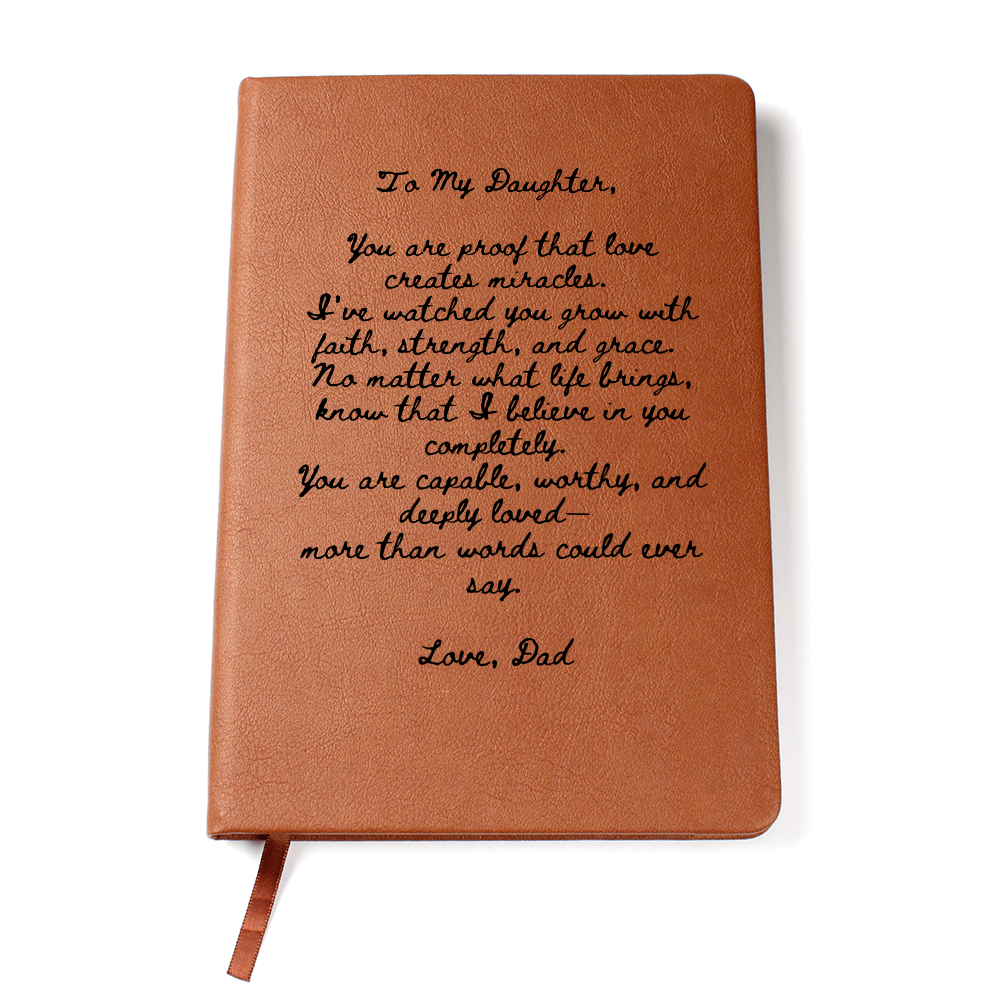 To My Daughter Leather Journal from Dad – Faith, Strength & Love Message Gift