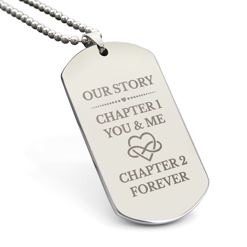 Our Story Engraved Dog Tag Necklace
