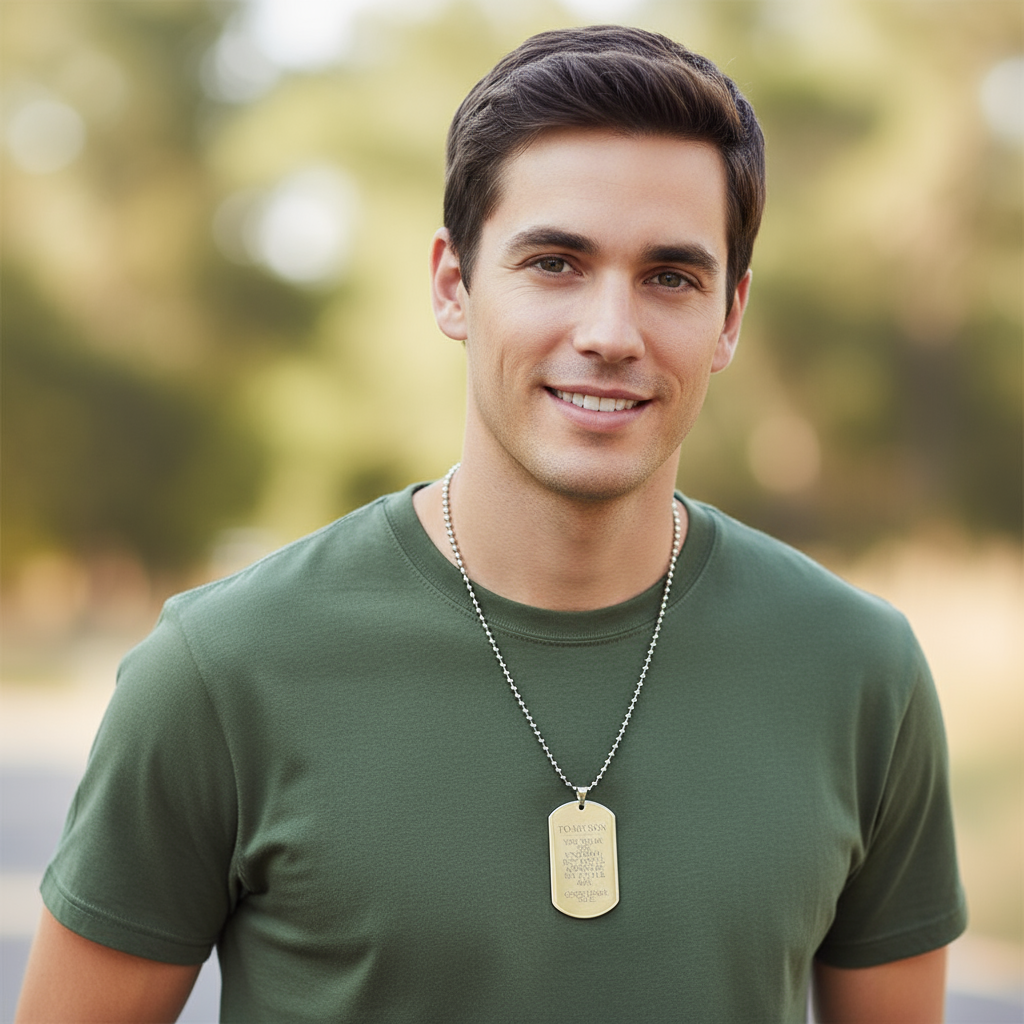 Come Home Safe  - Military Son Engraved Dog Tag Necklace