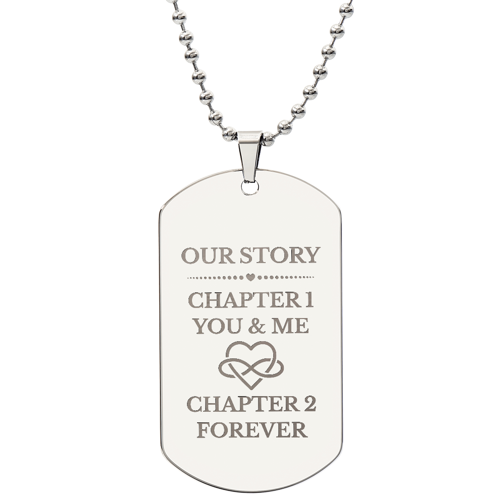Our Story Engraved Dog Tag Necklace
