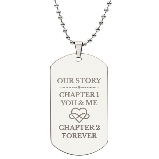 Our Story Engraved Dog Tag Necklace