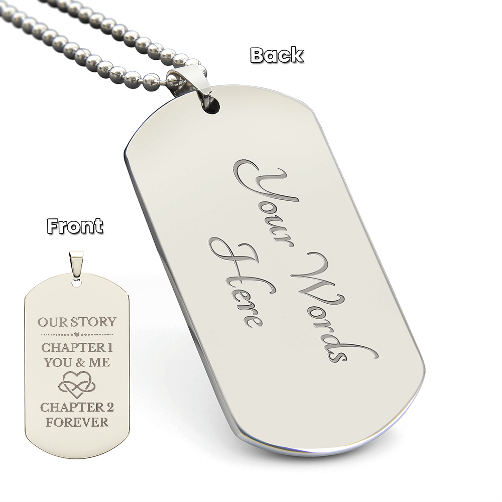 Our Story Engraved Dog Tag Necklace