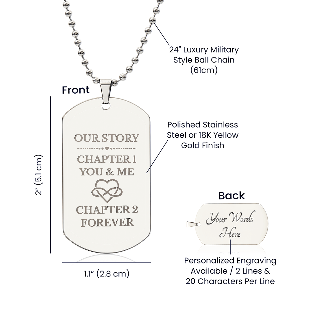 Our Story Engraved Dog Tag Necklace