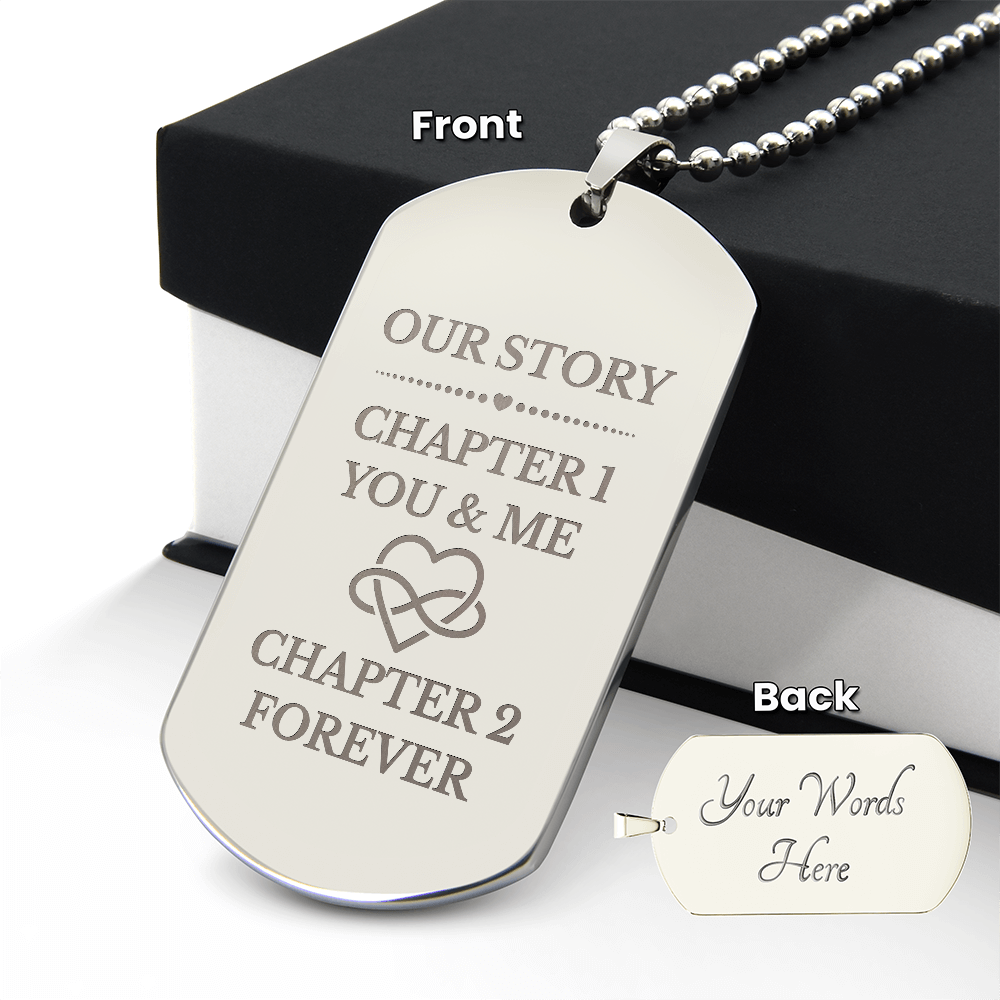 Our Story Engraved Dog Tag Necklace