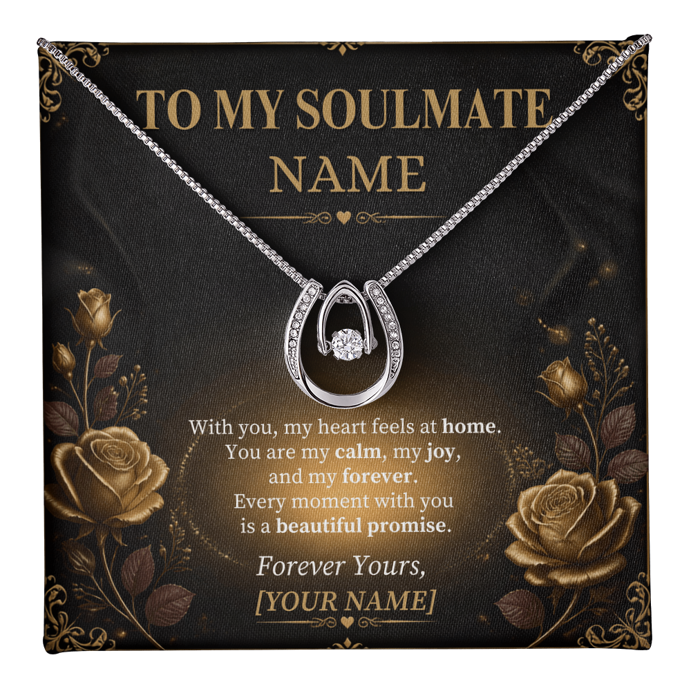 Lucky in Love Necklace for Soulmate – Personalized Romantic Gift with Heartfelt Message Card