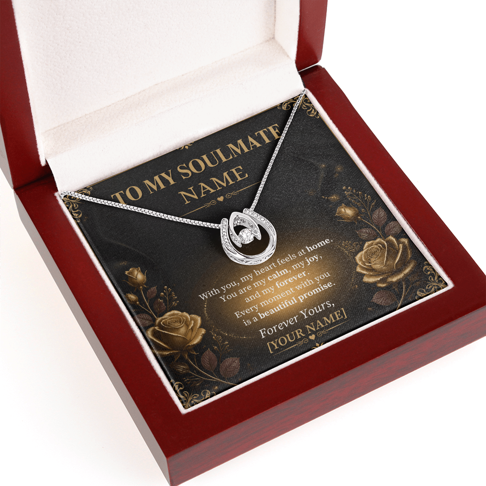 Lucky in Love Necklace for Soulmate – Personalized Romantic Gift with Heartfelt Message Card
