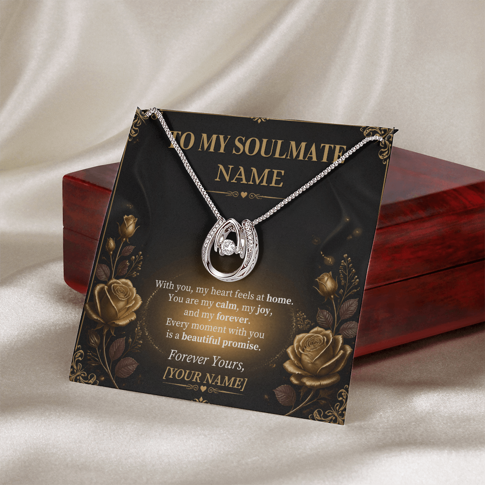 Lucky in Love Necklace for Soulmate – Personalized Romantic Gift with Heartfelt Message Card
