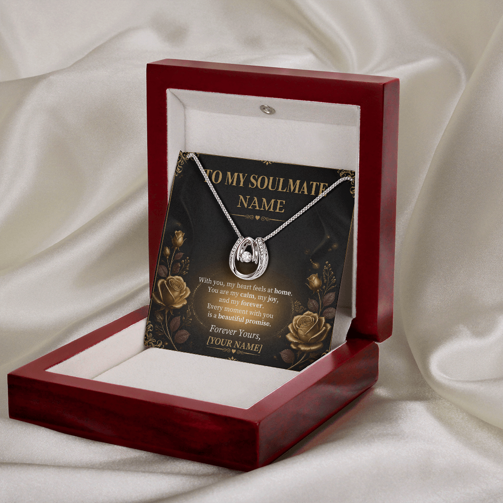 Lucky in Love Necklace for Soulmate – Personalized Romantic Gift with Heartfelt Message Card