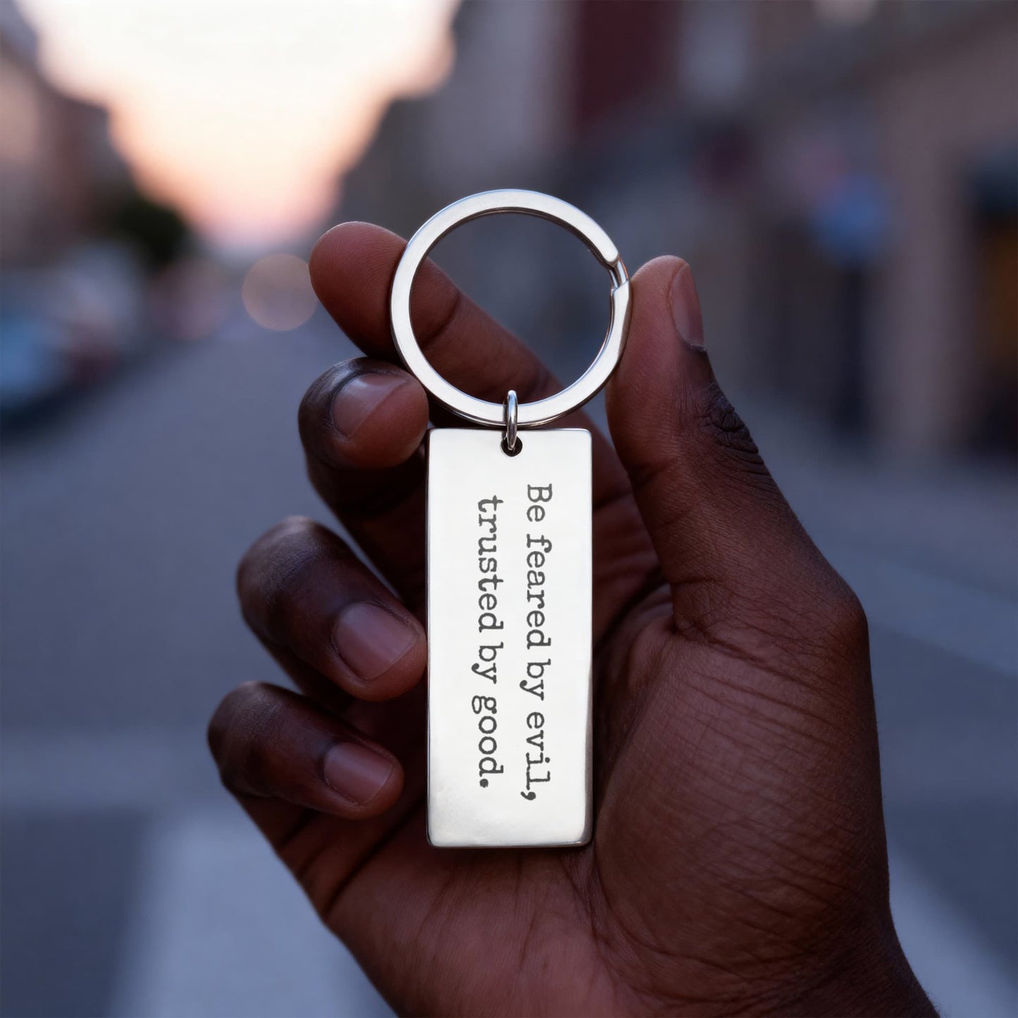 Be Feared by Evil, Trusted by Good Rectangular Keychain