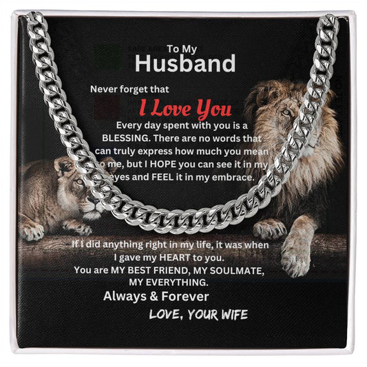 To My Husband - Lion Couple - Cuban Link Chain