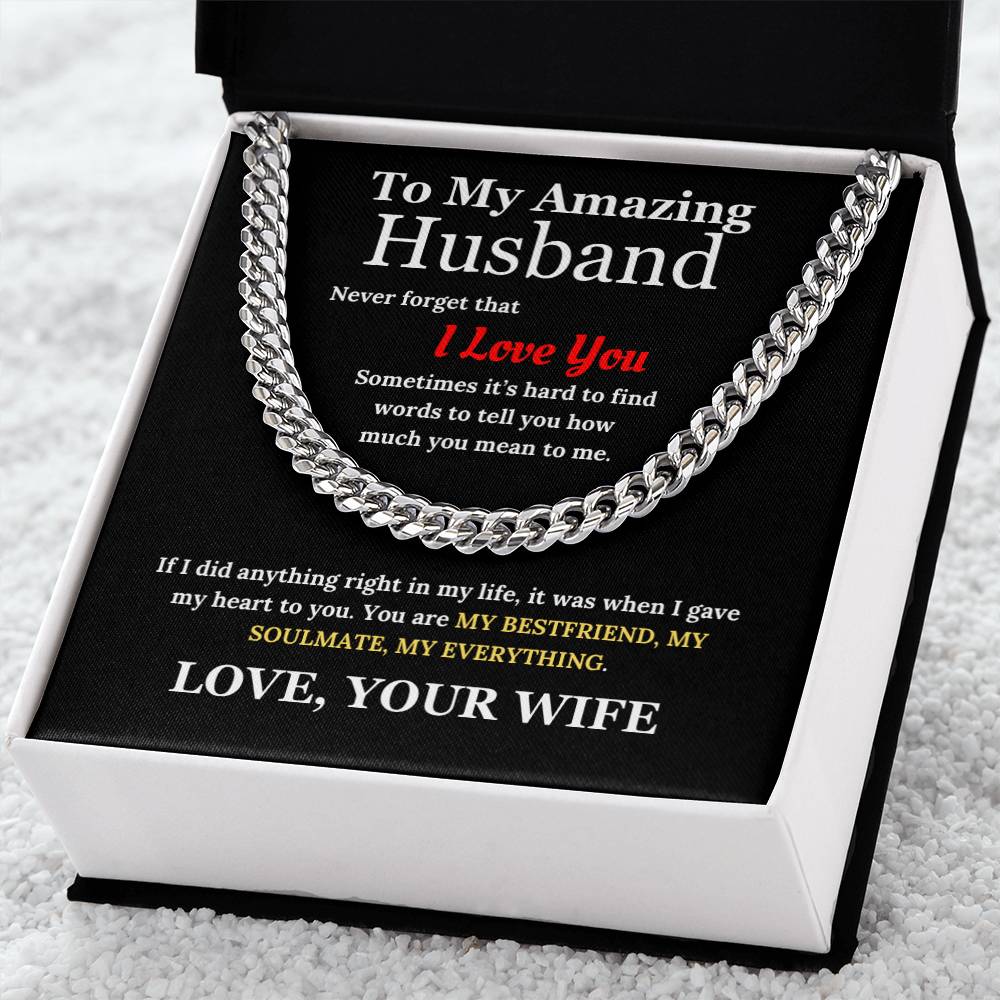 To My Amazing Husband - My Everything Cuban Link Chain