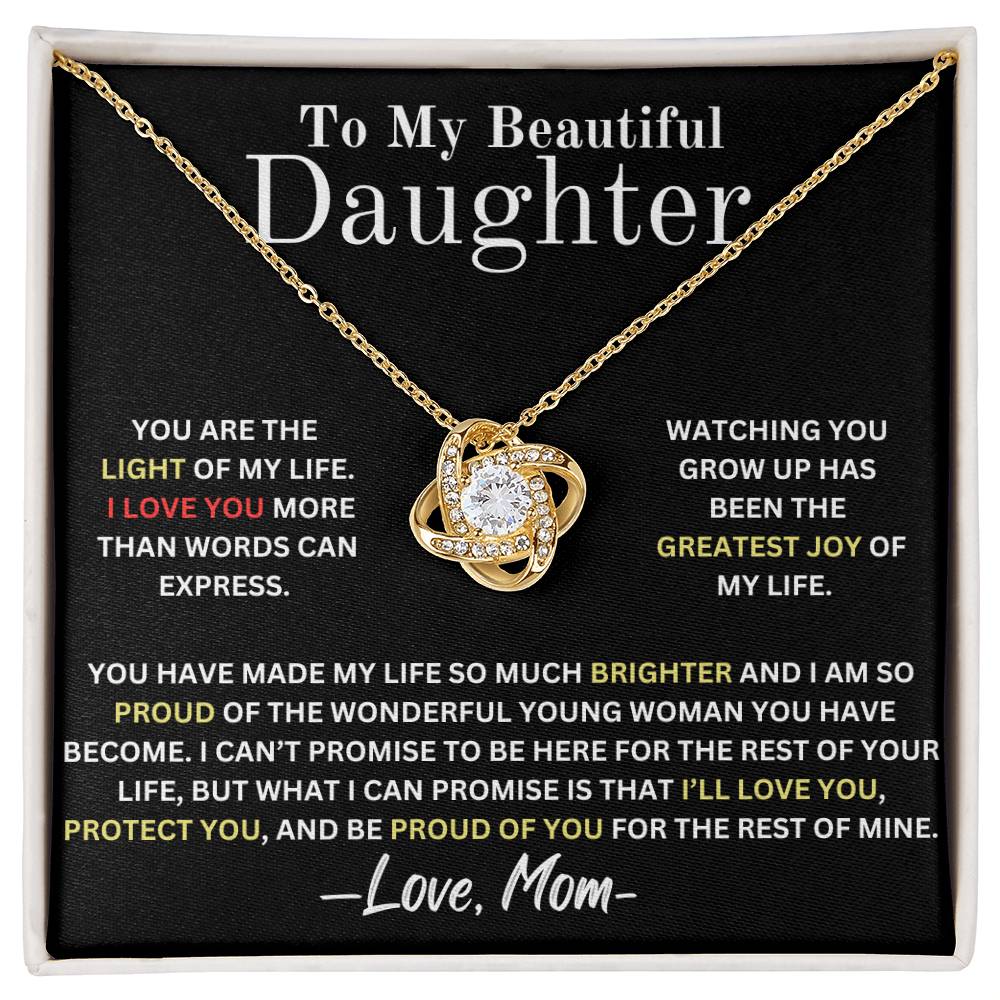 To My Daughter Light Of My Life - Love Knot Necklace From Mom