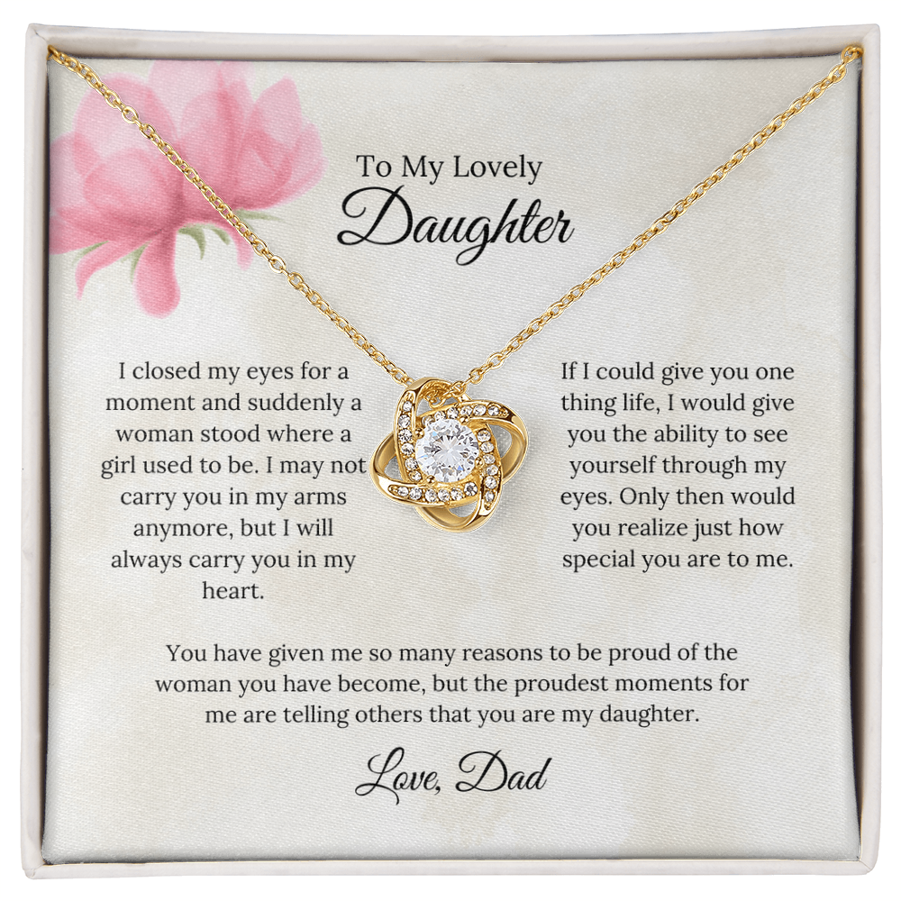 To My Lovely Daughter Love Knot Necklace