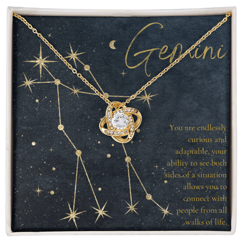 Gemini Zodiac Love Knot Necklace