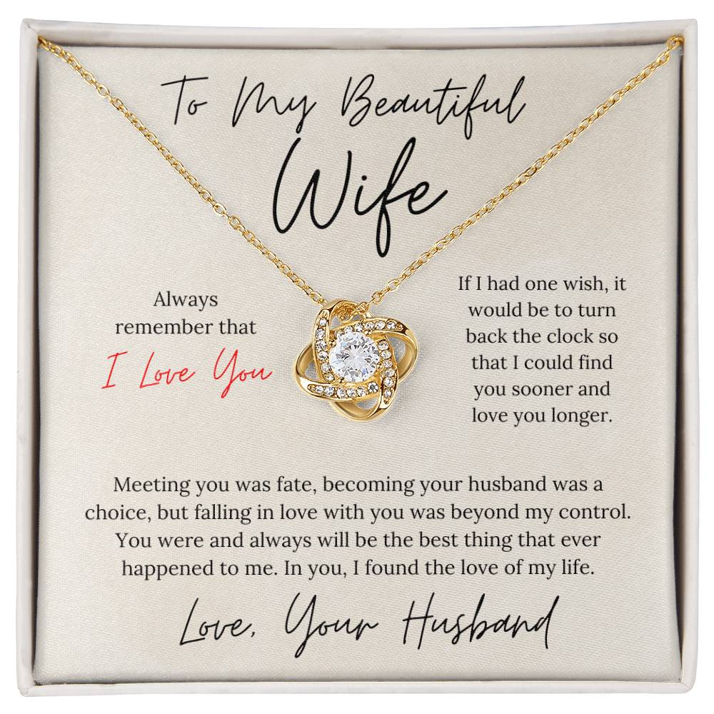 To My Beautiful Wife - Love Knot Necklace