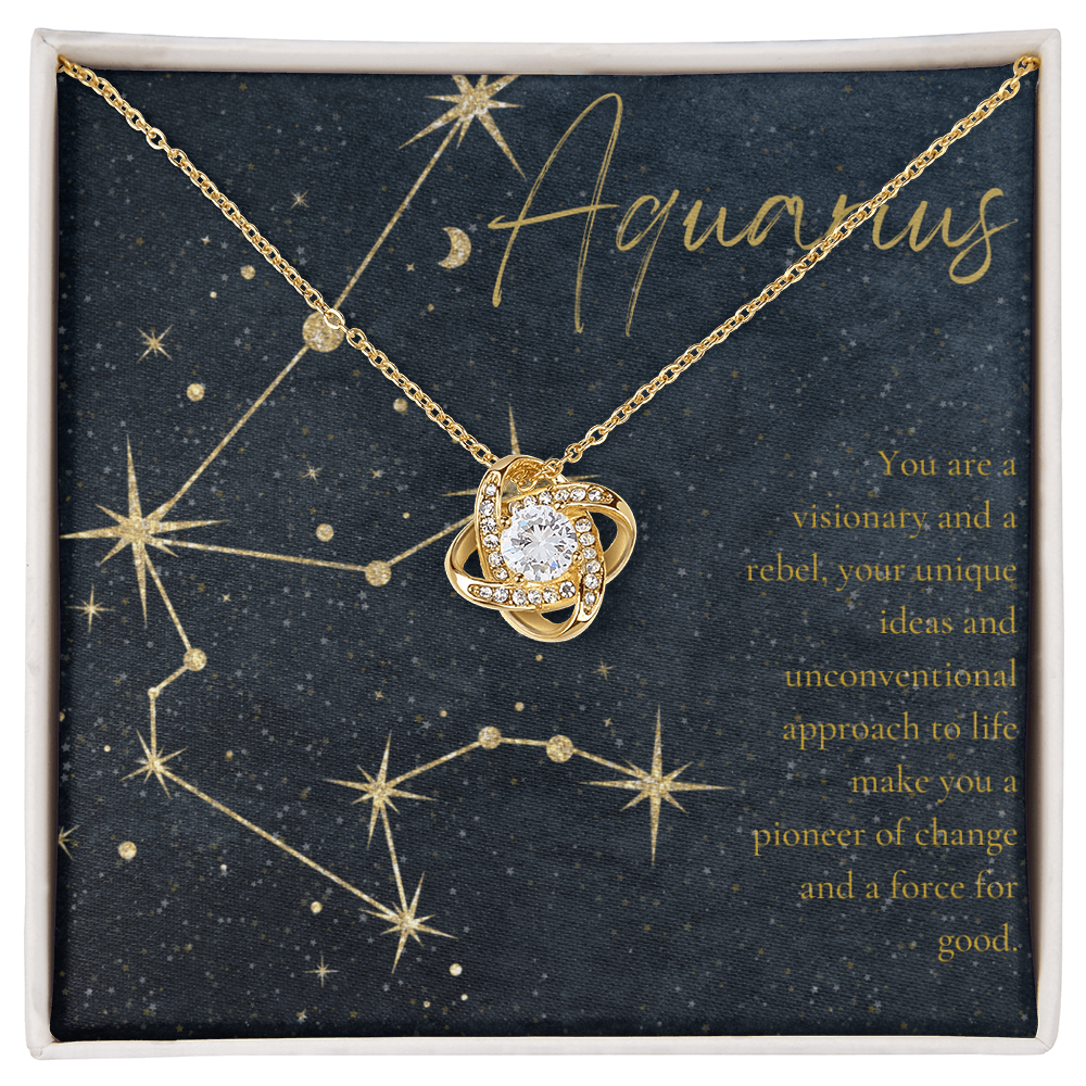 Aquarius Zodiac Love Knot Necklace