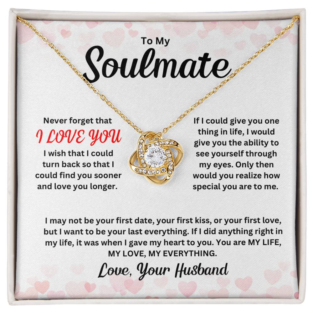 To My Soulmate Valentines Day Gift Love Knot Necklace | Valentines Gift For Her