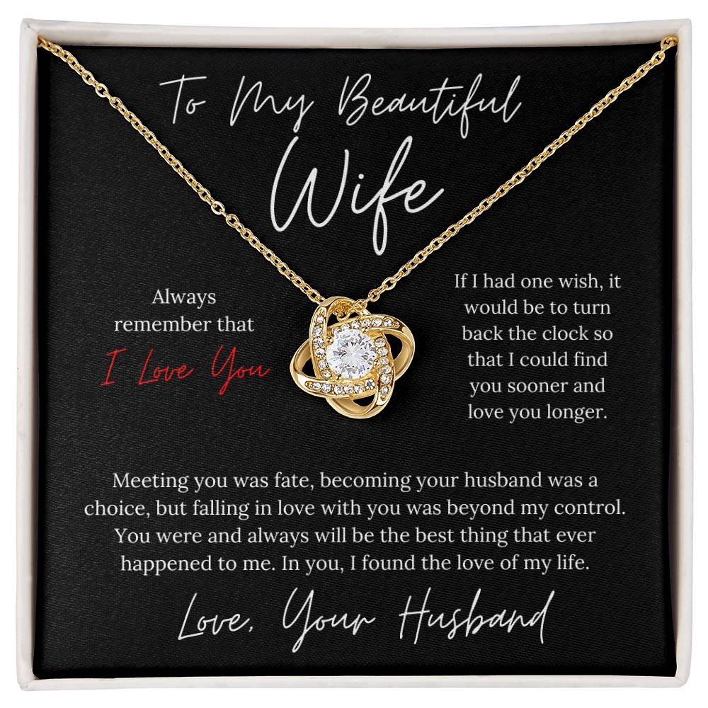 To My Beautiful Wife Elegant Design - Love Knot Necklace