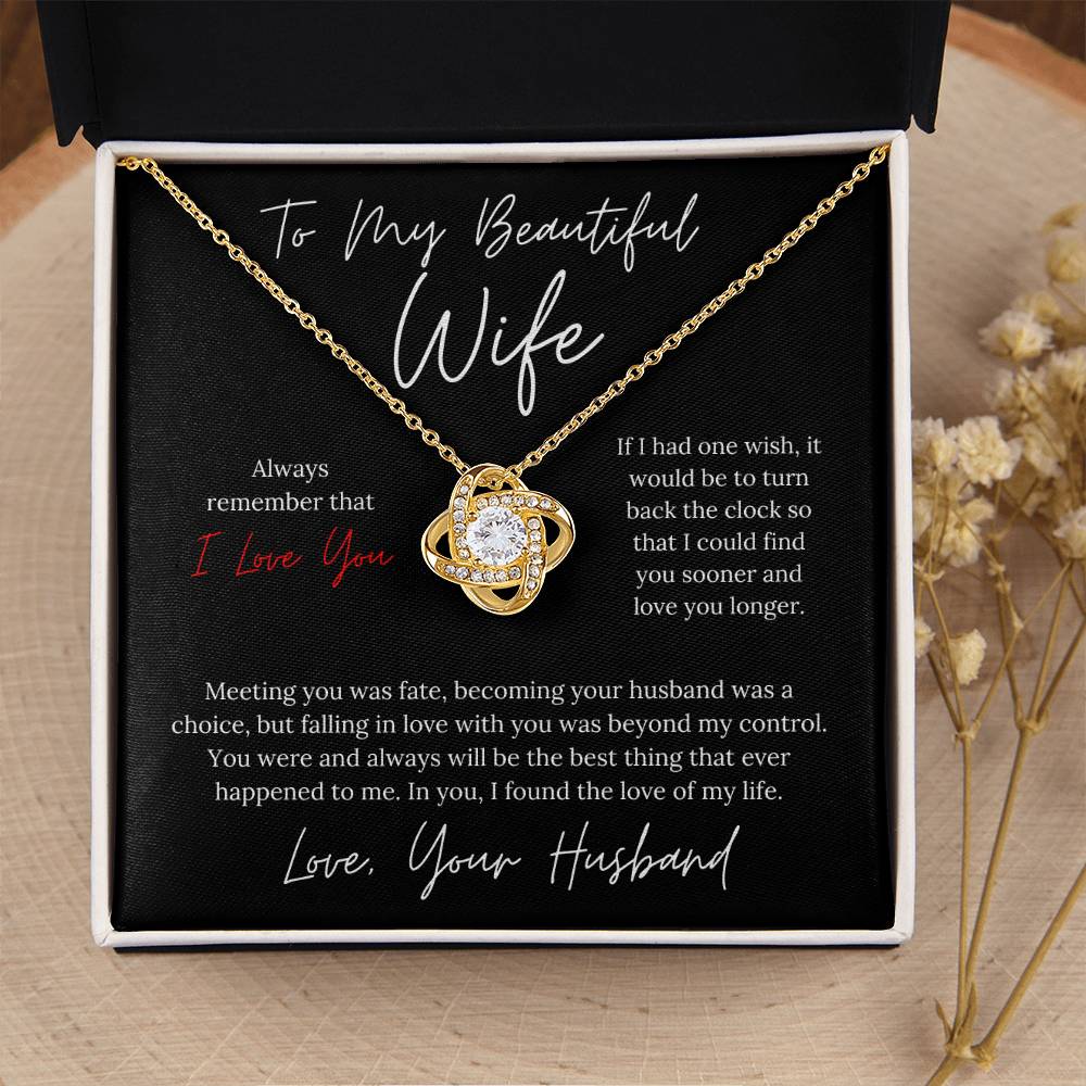 To My Beautiful Wife Elegant Design - Love Knot Necklace