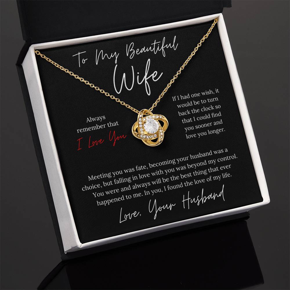 To My Beautiful Wife Elegant Design - Love Knot Necklace