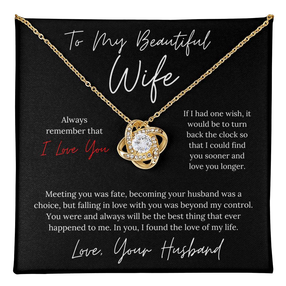 To My Beautiful Wife Elegant Design - Love Knot Necklace