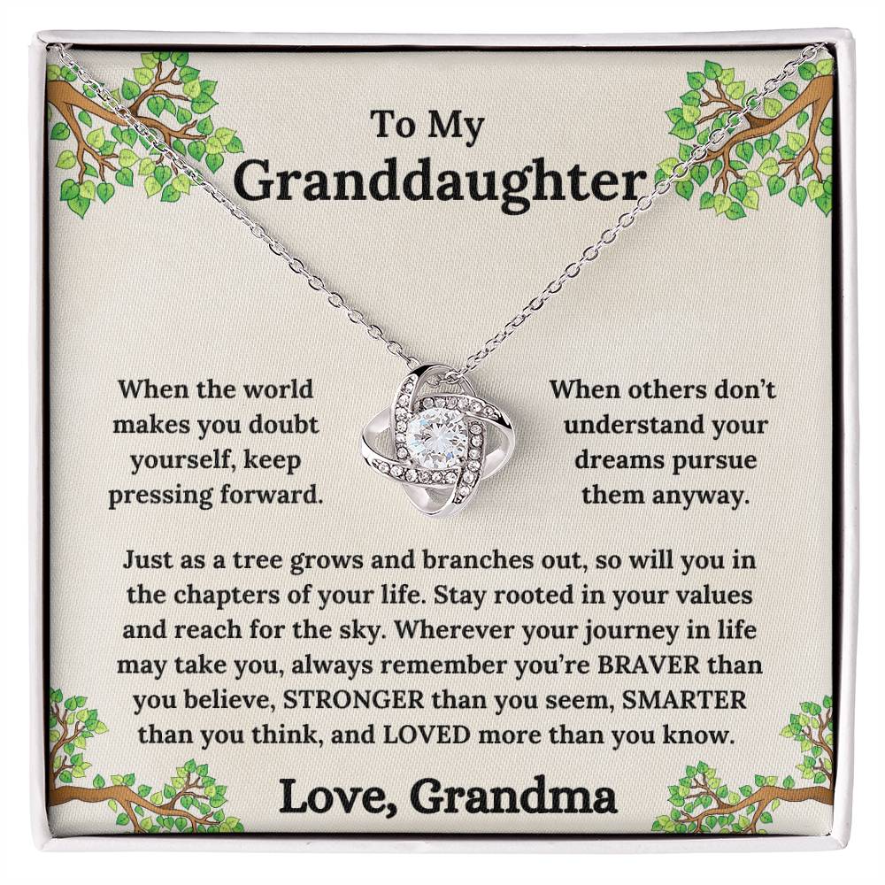 To My Granddaughter - Roots of Strength, Love of a Lifetime - Love Knot Necklace - From Grandma