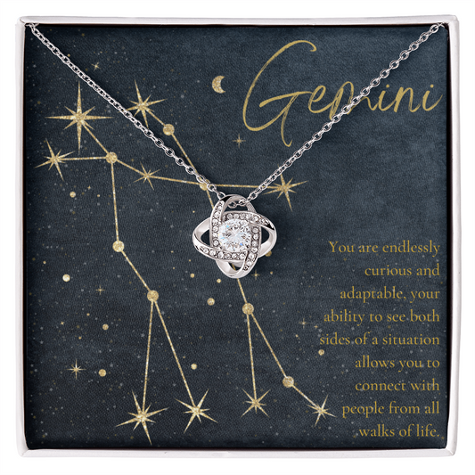 Gemini Zodiac Love Knot Necklace