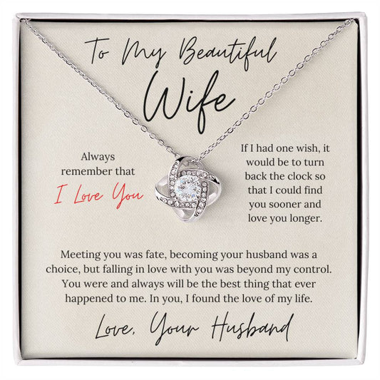 To My Beautiful Wife - Love Knot Necklace