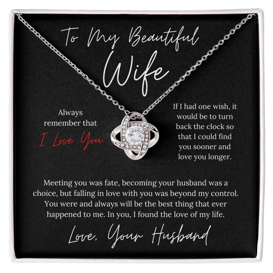 To My Beautiful Wife Elegant Design - Love Knot Necklace