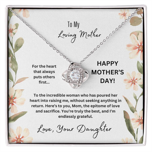 To My Loving Mother Happy Mother's Day Love Knot Necklace From Daughter
