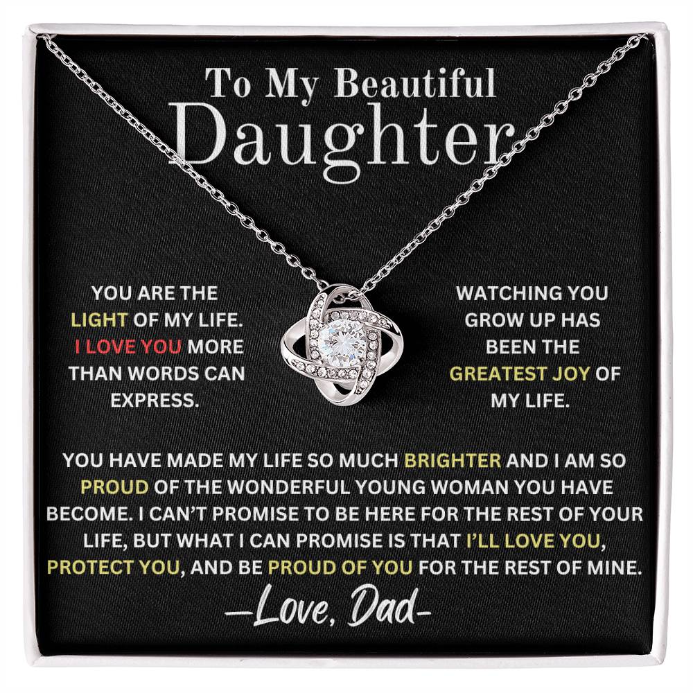 To My Daughter Light Of My Life - Love Knot Necklace From Dad