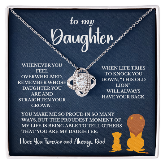 This Old Lion & His Princess – Dad to Daughter Love Knot Necklace