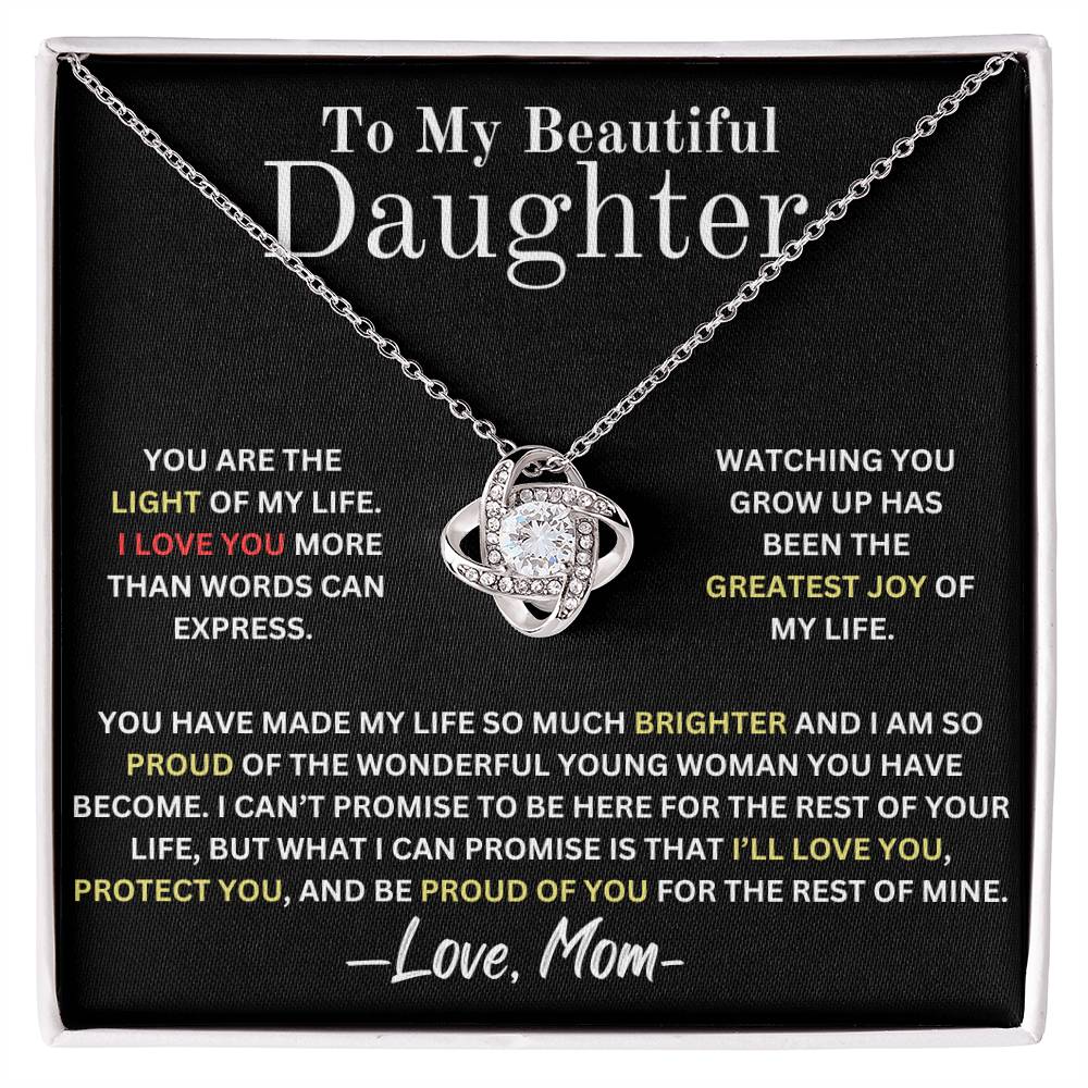 To My Daughter Light Of My Life - Love Knot Necklace From Mom