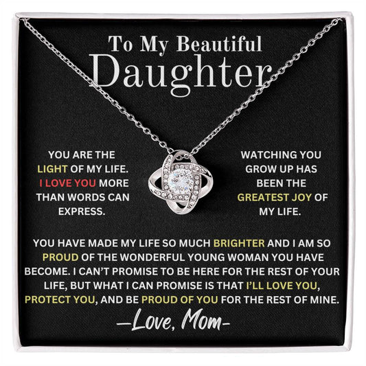 To My Daughter Light Of My Life - Love Knot Necklace From Mom