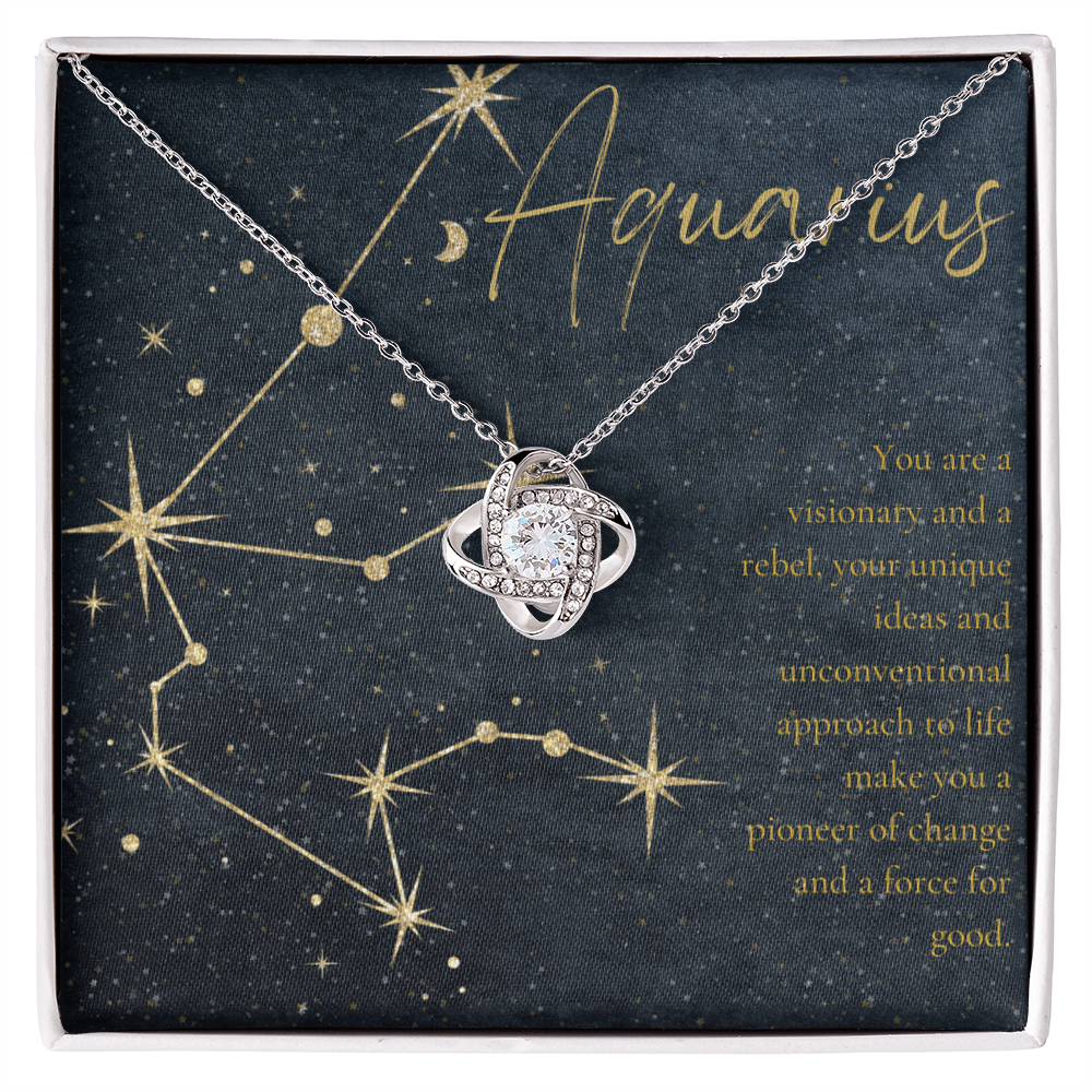 Aquarius Zodiac Love Knot Necklace