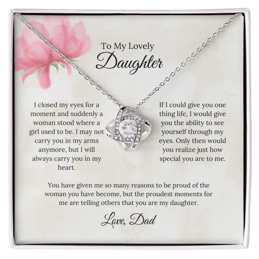 To My Lovely Daughter Love Knot Necklace