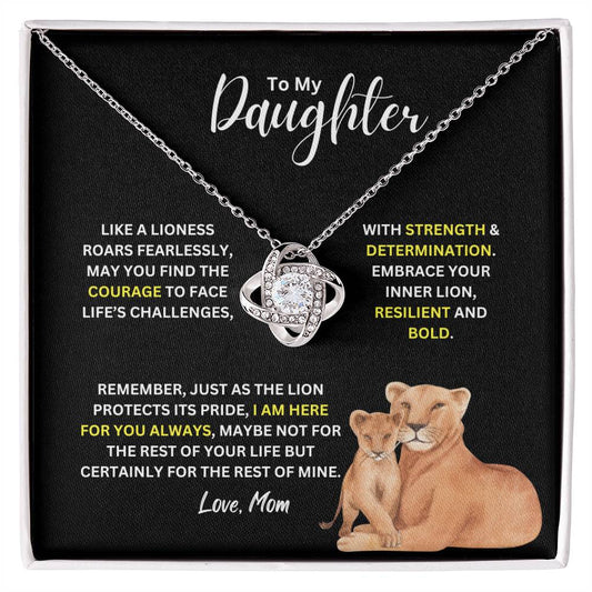 To My Daughter - Lioness - Love Knot Necklace