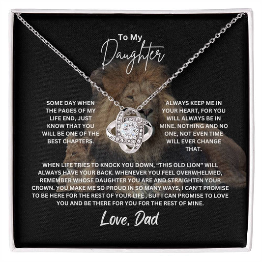 To My Daughter - Lion - Love Knot Necklace