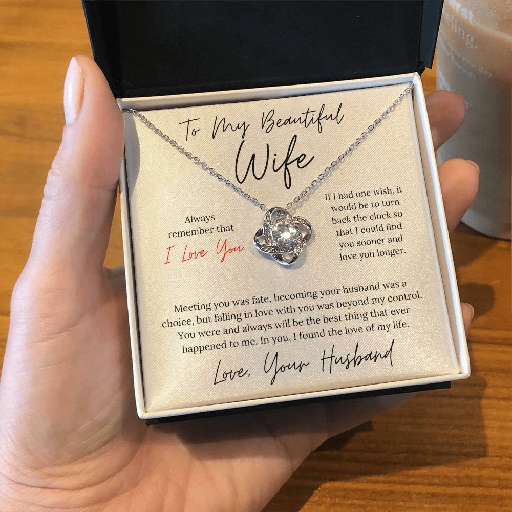 To My Beautiful Wife - Love Knot Necklace