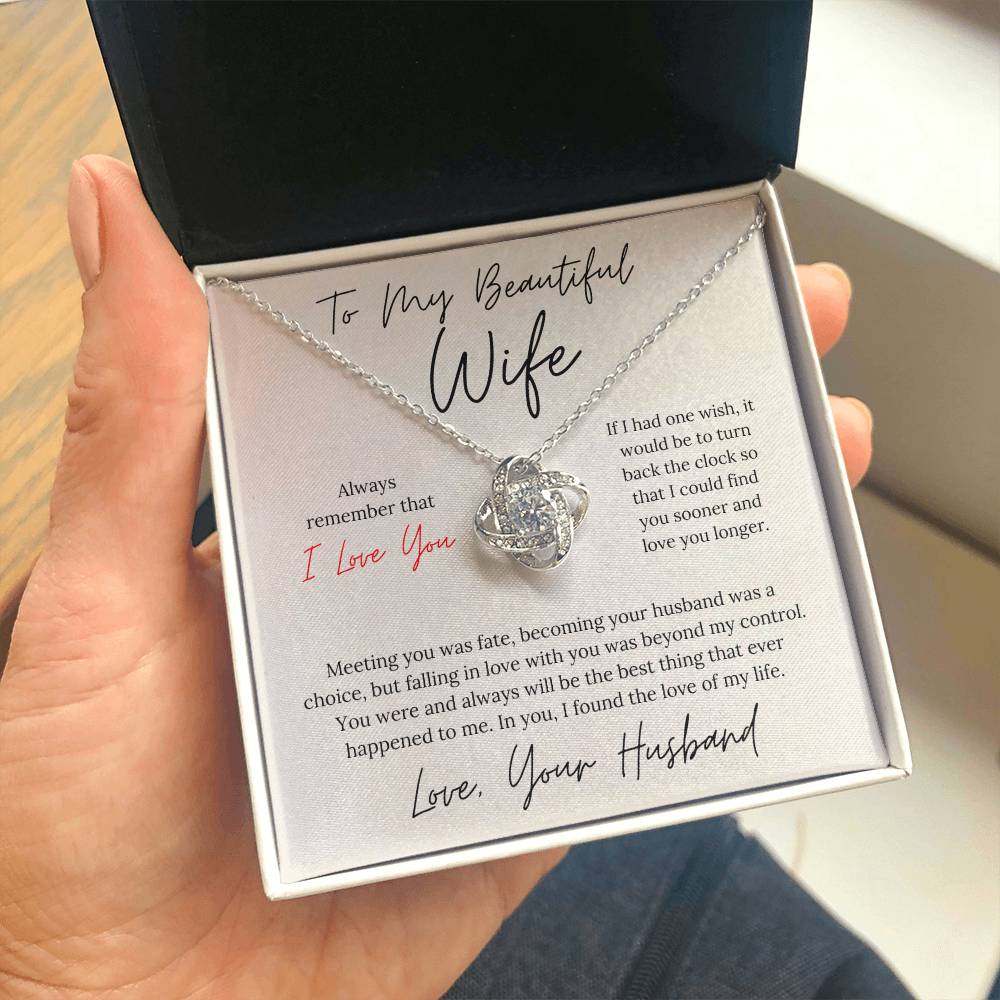 To My Beautiful Wife - Love Knot Necklace