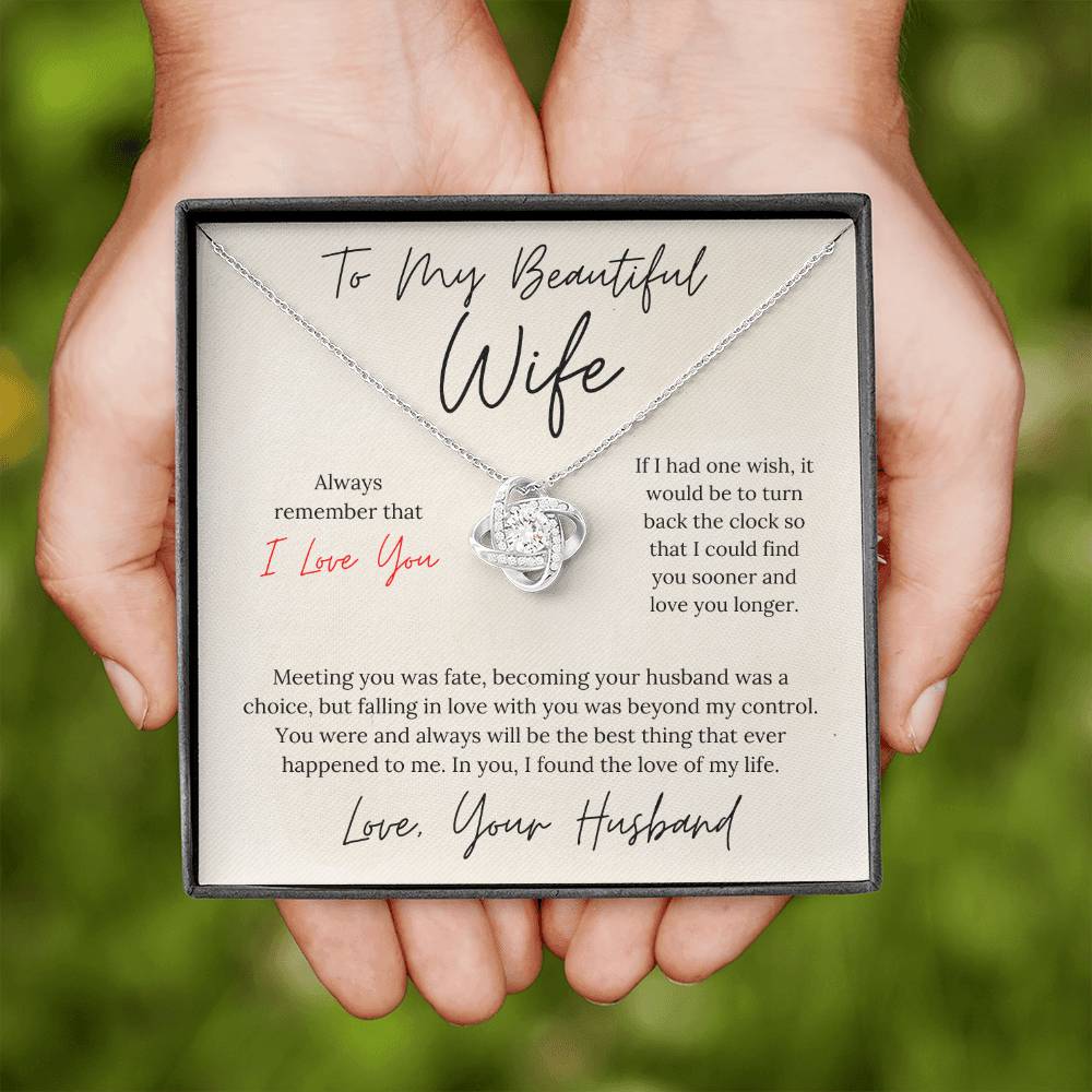 To My Beautiful Wife - Love Knot Necklace