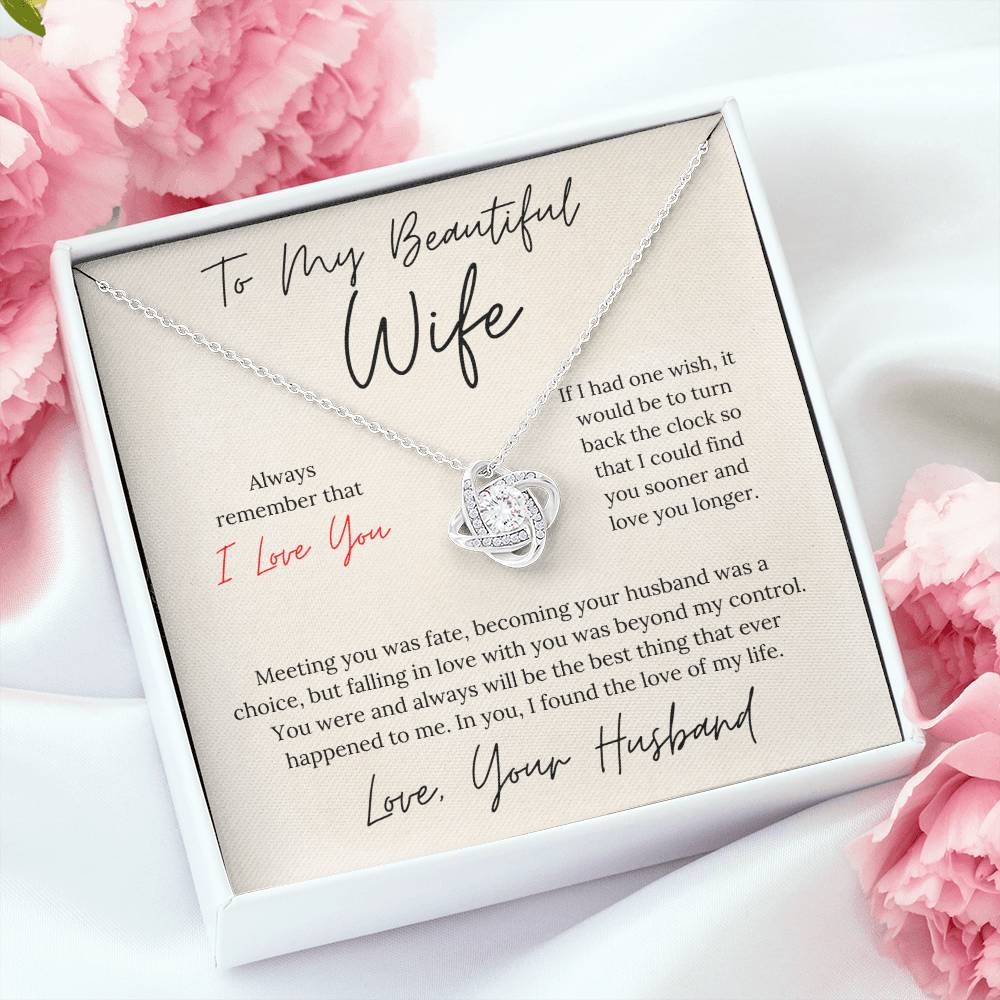 To My Beautiful Wife - Love Knot Necklace