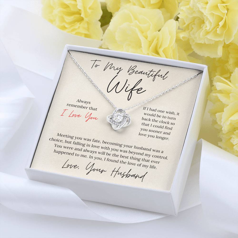 To My Beautiful Wife - Love Knot Necklace