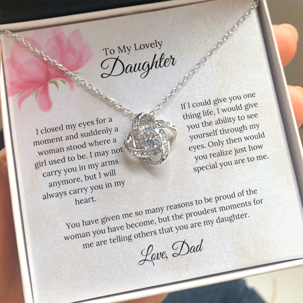 To My Lovely Daughter Love Knot Necklace