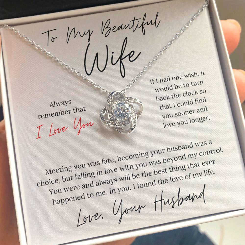 To My Beautiful Wife - Love Knot Necklace