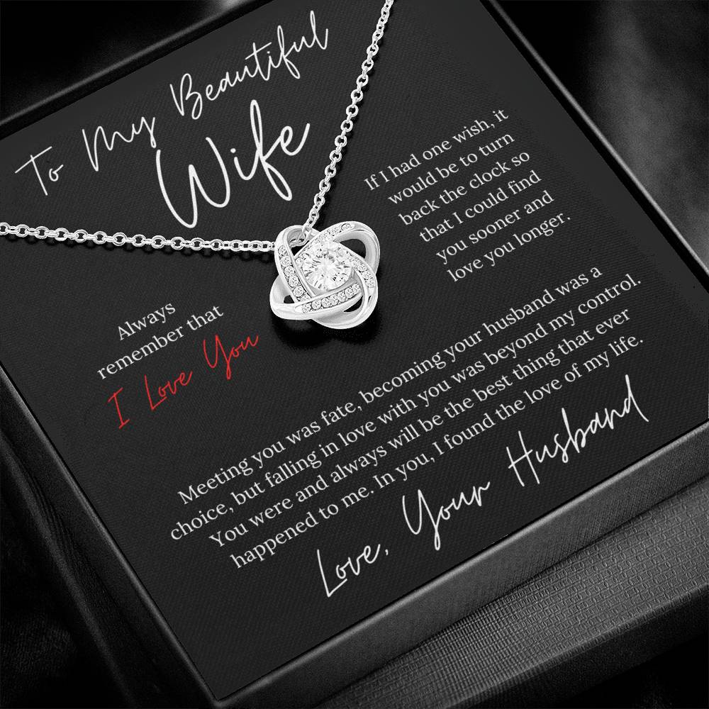 To My Beautiful Wife Elegant Design - Love Knot Necklace