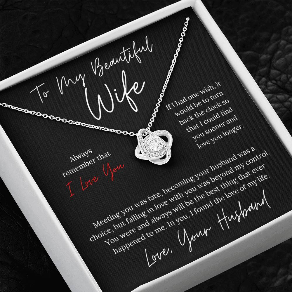 To My Beautiful Wife Elegant Design - Love Knot Necklace