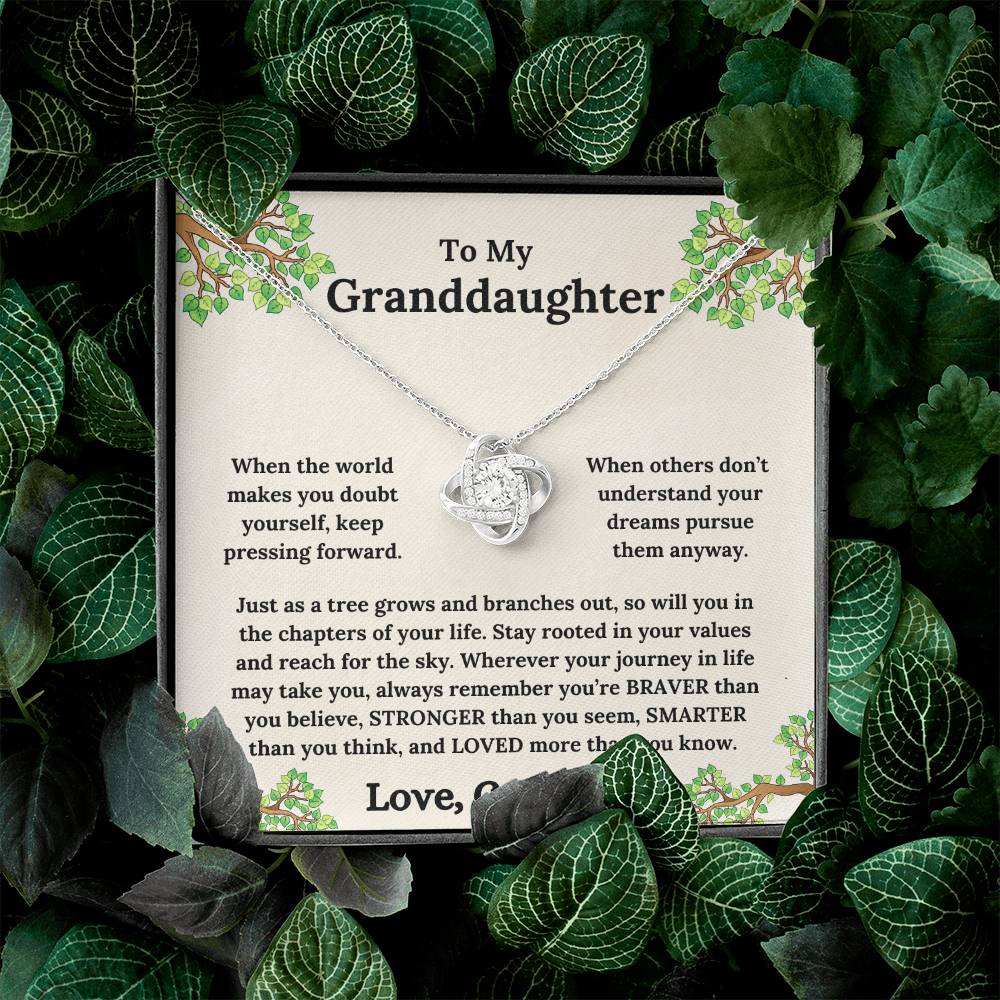 To My Granddaughter - Roots of Strength, Love of a Lifetime - Love Knot Necklace - From Grandma